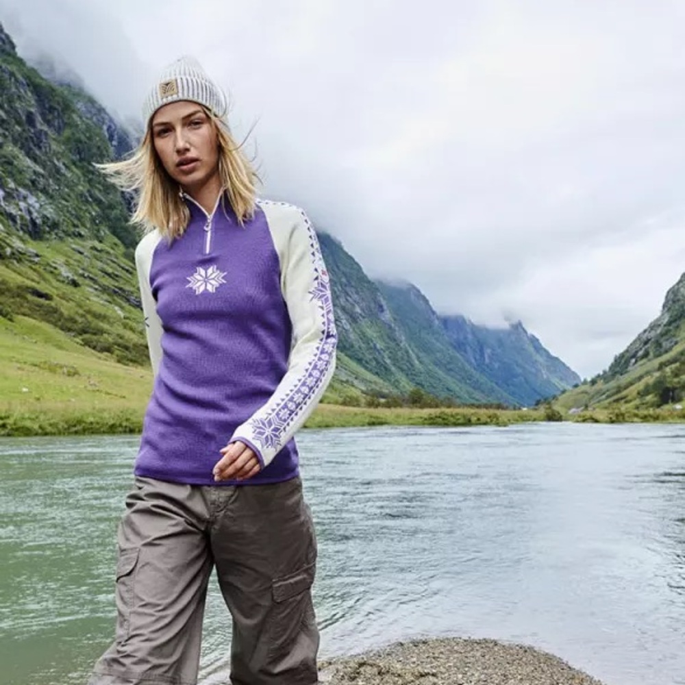 Dale of Norway merino sweater Geilo purple turquoise navy red Mt Aire blue white